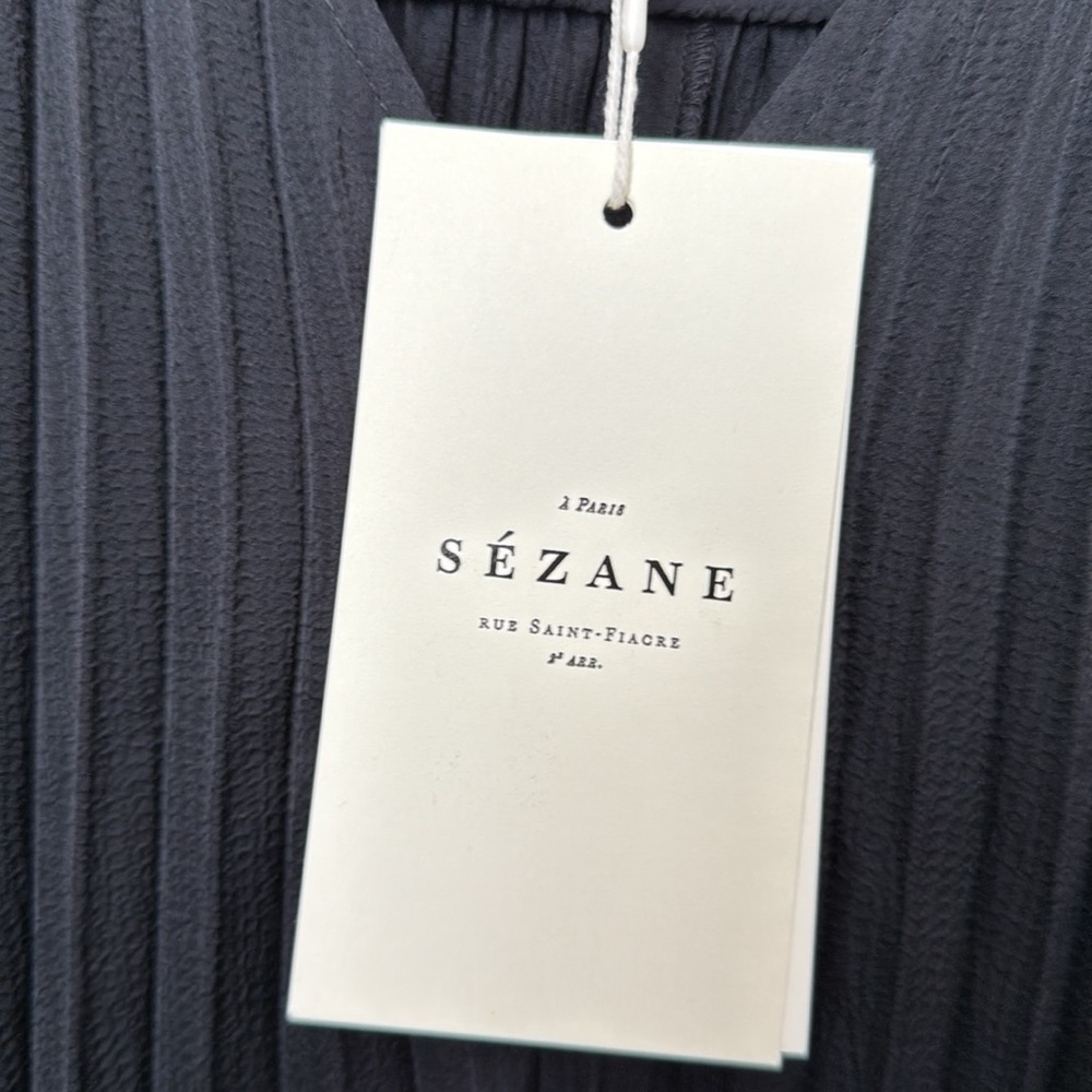 Sezane Black Pleated Dress Size 4 - Picture 3 of 10